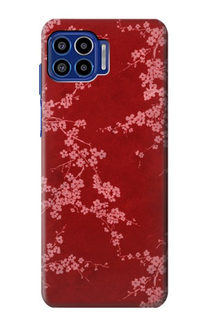 S3817 Red Floral Cherry blossom Pattern Case For Motorola One 5G
