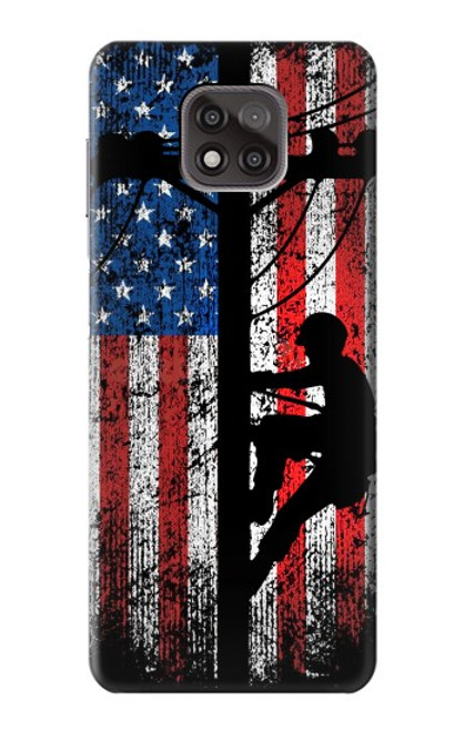 S3803 Electrician Lineman American Flag Case For Motorola Moto G Power (2021)