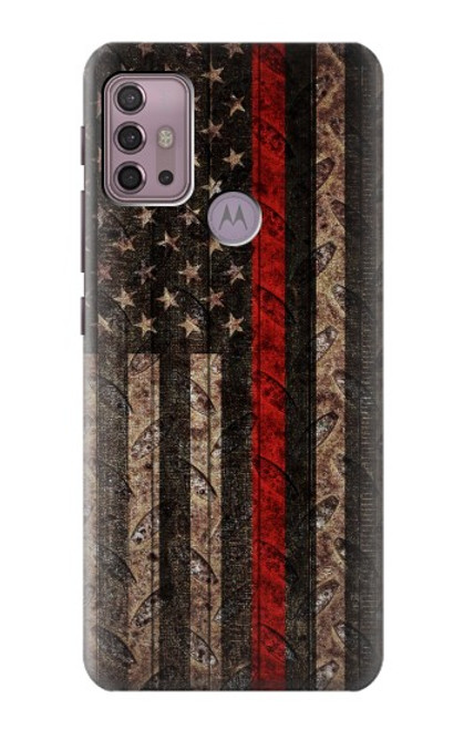 S3804 Fire Fighter Metal Red Line Flag Graphic Case For Motorola Moto G30, G20, G10