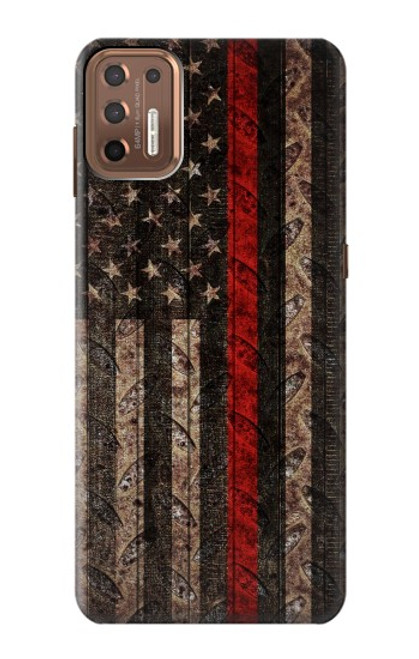 S3804 Fire Fighter Metal Red Line Flag Graphic Case For Motorola Moto G9 Plus