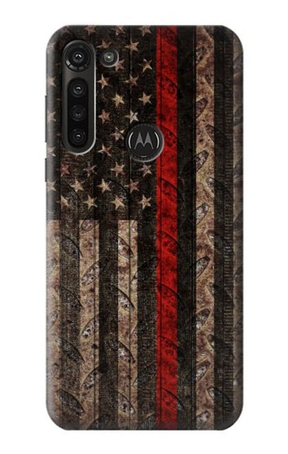 S3804 Fire Fighter Metal Red Line Flag Graphic Case For Motorola Moto G8 Power