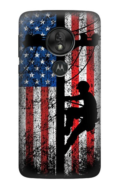 S3803 Electrician Lineman American Flag Case For Motorola Moto G7 Play