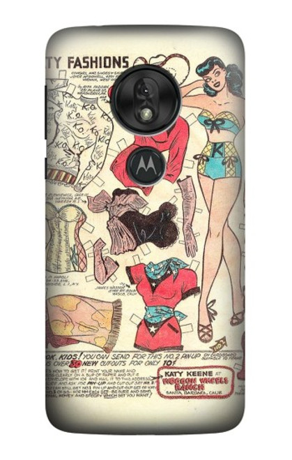 S3820 Vintage Cowgirl Fashion Paper Doll Case For Motorola Moto G7 Play