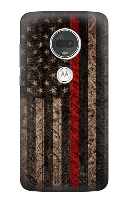 S3804 Fire Fighter Metal Red Line Flag Graphic Case For Motorola Moto G7, Moto G7 Plus