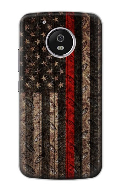S3804 Fire Fighter Metal Red Line Flag Graphic Case For Motorola Moto G5