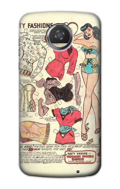 S3820 Vintage Cowgirl Fashion Paper Doll Case For Motorola Moto Z2 Play, Z2 Force