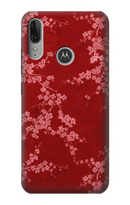 S3817 Red Floral Cherry blossom Pattern Case For Motorola Moto E6 Plus, Moto E6s