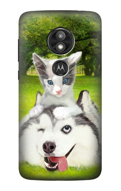 S3795 Grumpy Kitten Cat Playful Siberian Husky Dog Paint Case For Motorola Moto E Play (5th Gen.), Moto E5 Play, Moto E5 Cruise (E5 Play US Version)