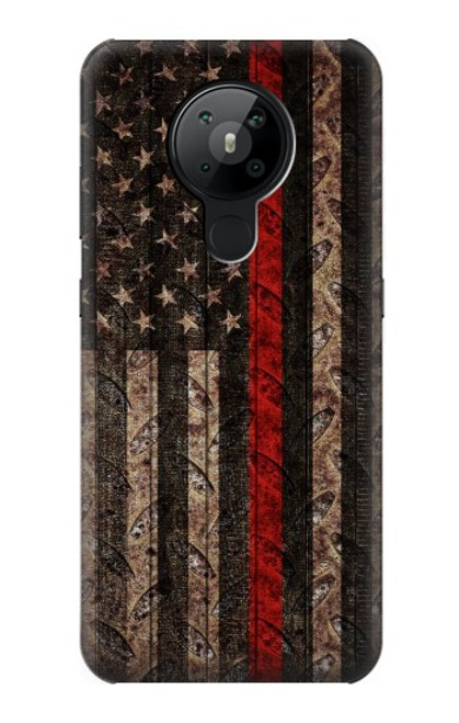 S3804 Fire Fighter Metal Red Line Flag Graphic Case For Nokia 5.3