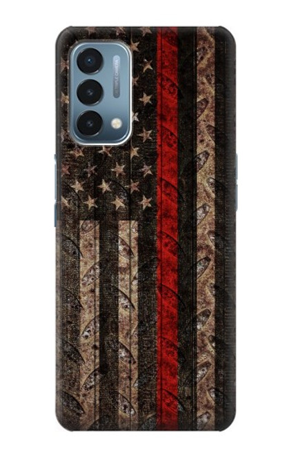 S3804 Fire Fighter Metal Red Line Flag Graphic Case For OnePlus Nord N200 5G