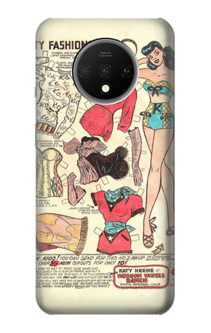 S3820 Vintage Cowgirl Fashion Paper Doll Case For OnePlus 7T