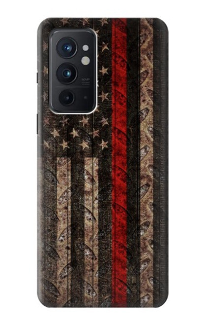 S3804 Fire Fighter Metal Red Line Flag Graphic Case For OnePlus 9RT 5G