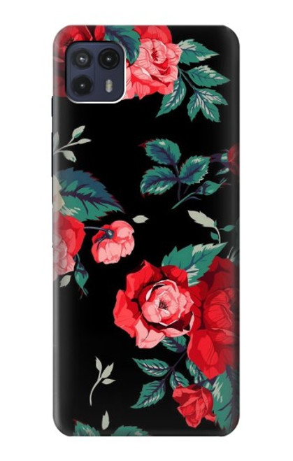 S3112 Rose Floral Pattern Black Case For Motorola Moto G50 5G [for G50 5G only. NOT for G50]