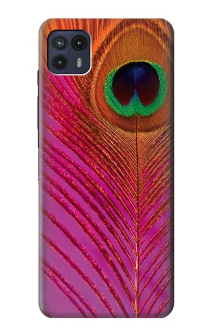 S3201 Pink Peacock Feather Case For Motorola Moto G50 5G [for G50 5G only. NOT for G50]