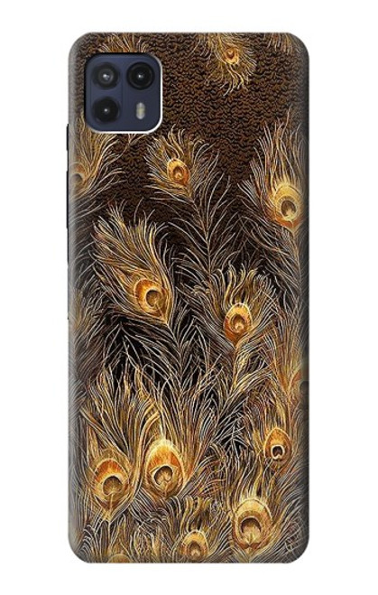 S3691 Gold Peacock Feather Case For Motorola Moto G50 5G [for G50 5G only. NOT for G50]