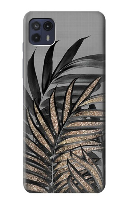 S3692 Gray Black Palm Leaves Case For Motorola Moto G50 5G [for G50 5G only. NOT for G50]