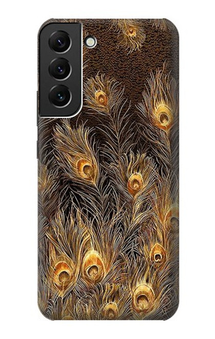 S3691 Gold Peacock Feather Case For Samsung Galaxy S22 Plus