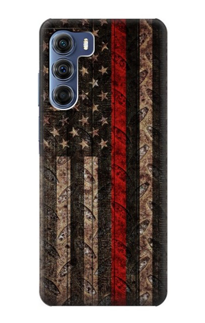 S3804 Fire Fighter Metal Red Line Flag Graphic Case For Motorola Edge S30