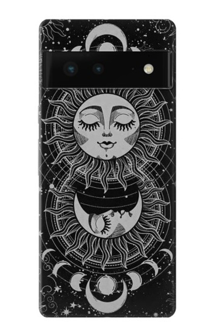 S3854 Mystical Sun Face Crescent Moon Case For Google Pixel 6