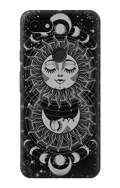 S3854 Mystical Sun Face Crescent Moon Case For Google Pixel 3a XL