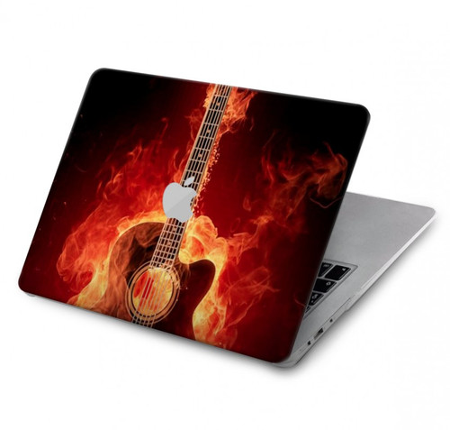S0415 Fire Guitar Burn Hard Case For MacBook Pro 14 M1,M2,M3 (2021,2023) - A2442, A2779, A2992, A2918