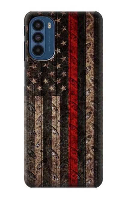 S3804 Fire Fighter Metal Red Line Flag Graphic Case For Motorola Moto G41