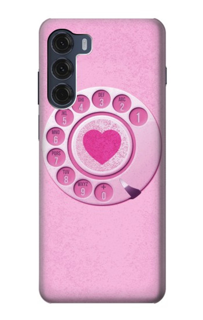 S2847 Pink Retro Rotary Phone Case For Motorola Moto G200 5G