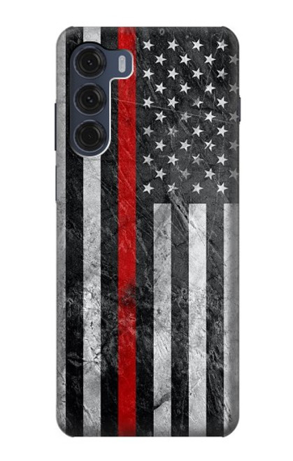 S3687 Firefighter Thin Red Line American Flag Case For Motorola Moto G200 5G