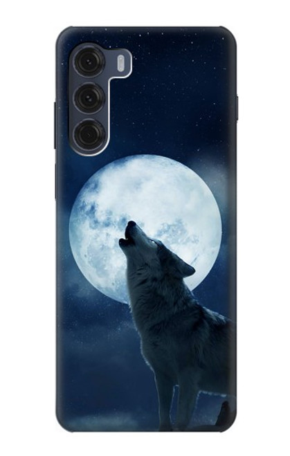 S3693 Grim White Wolf Full Moon Case For Motorola Moto G200 5G