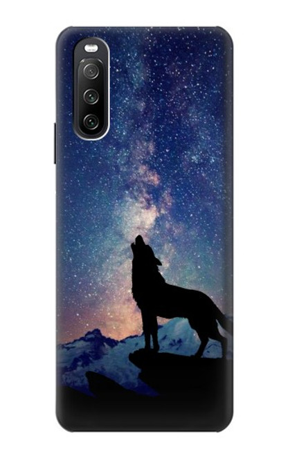 S3555 Wolf Howling Million Star Case For Sony Xperia 10 III Lite