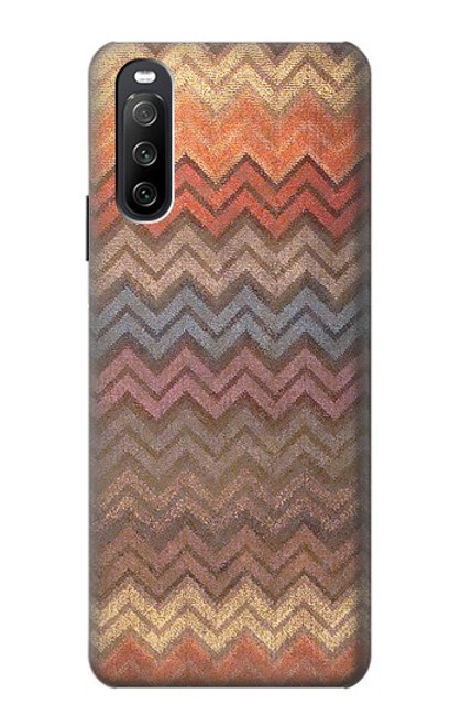 S3752 Zigzag Fabric Pattern Graphic Printed Case For Sony Xperia 10 III Lite