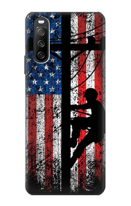 S3803 Electrician Lineman American Flag Case For Sony Xperia 10 III Lite