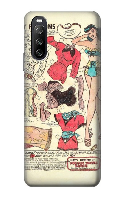 S3820 Vintage Cowgirl Fashion Paper Doll Case For Sony Xperia 10 III Lite