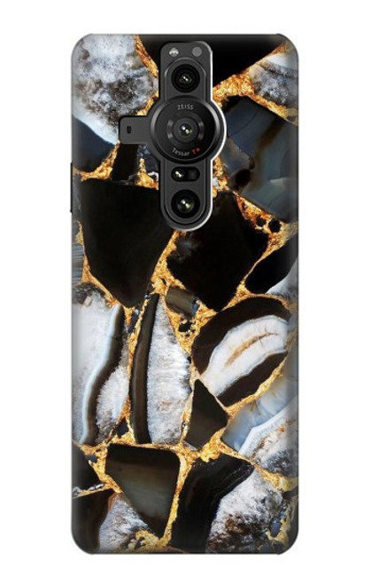 S3419 Gold Marble Graphic Print Case For Sony Xperia Pro-I