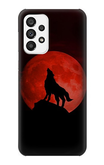S2955 Wolf Howling Red Moon Case For Samsung Galaxy A73 5G