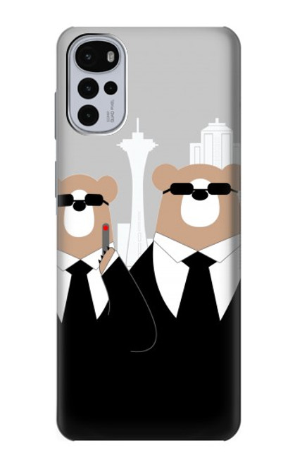 S3557 Bear in Black Suit Case For Motorola Moto G22