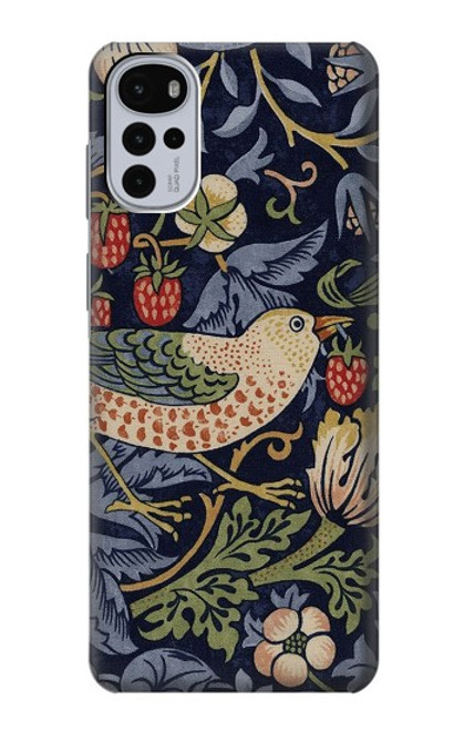 S3791 William Morris Strawberry Thief Fabric Case For Motorola Moto G22