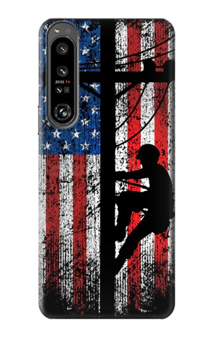 S3803 Electrician Lineman American Flag Case For Sony Xperia 1 IV