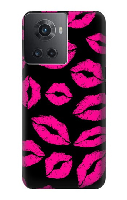 S2933 Pink Lips Kisses on Black Case For OnePlus 10R