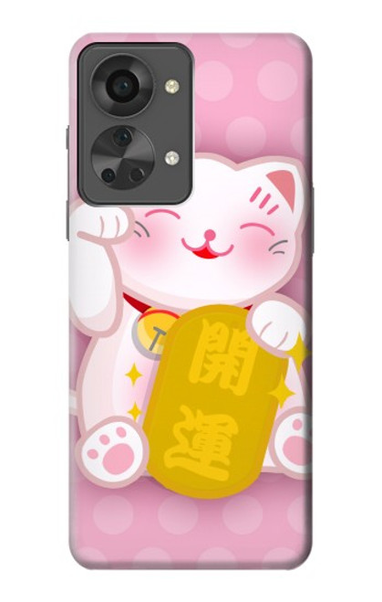 S3025 Pink Maneki Neko Lucky Cat Case For OnePlus Nord 2T