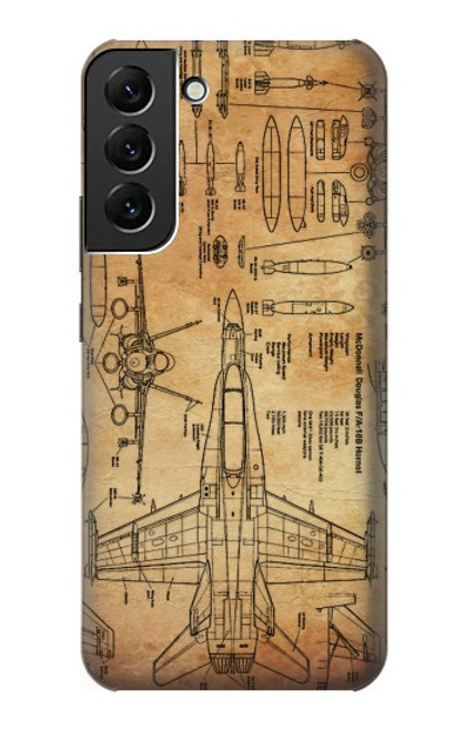 S3868 Aircraft Blueprint Old Paper Case For Samsung Galaxy S22 Plus