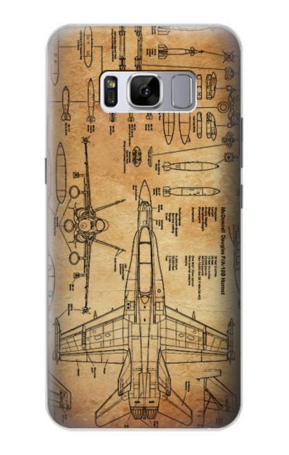S3868 Aircraft Blueprint Old Paper Case For Samsung Galaxy S8