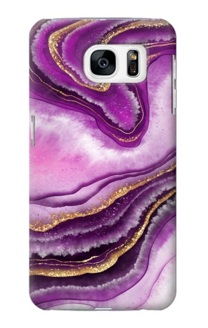 S3896 Purple Marble Gold Streaks Case For Samsung Galaxy S7