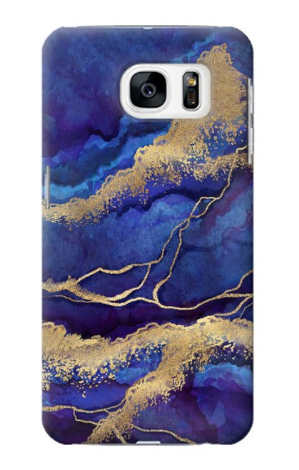 S3906 Navy Blue Purple Marble Case For Samsung Galaxy S7