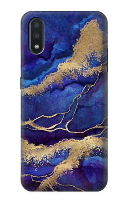 S3906 Navy Blue Purple Marble Case For Samsung Galaxy A01
