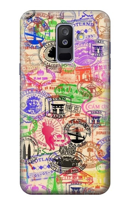 S3904 Travel Stamps Case For Samsung Galaxy A6+ (2018), J8 Plus 2018, A6 Plus 2018