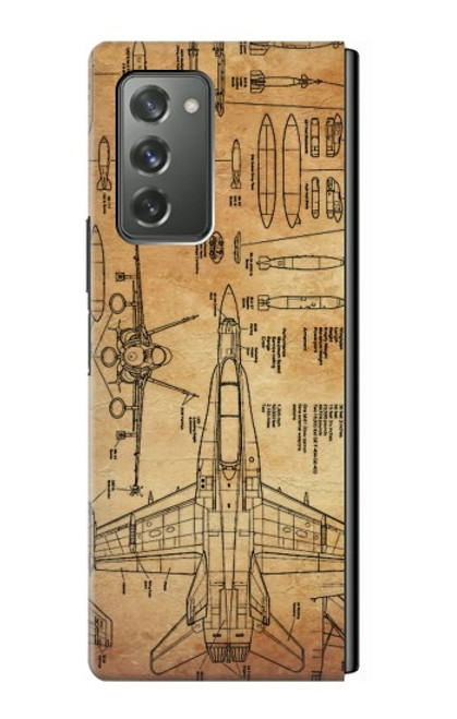 S3868 Aircraft Blueprint Old Paper Case For Samsung Galaxy Z Fold2 5G