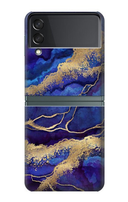 S3906 Navy Blue Purple Marble Case For Samsung Galaxy Z Flip 3 5G