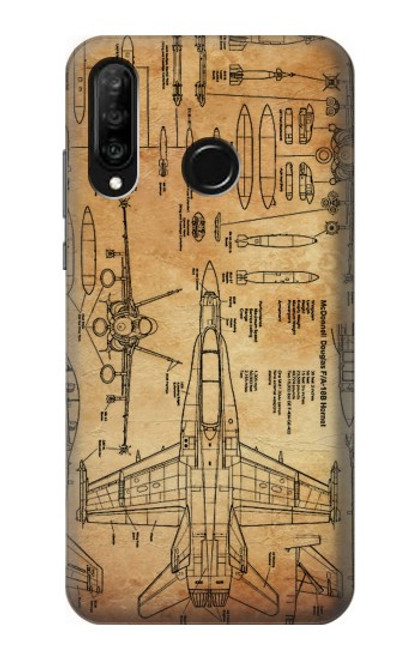 S3868 Aircraft Blueprint Old Paper Case For Huawei P30 lite
