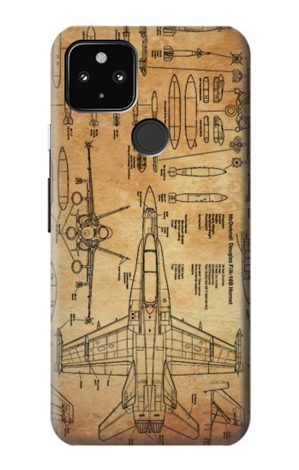 S3868 Aircraft Blueprint Old Paper Case For Google Pixel 4a 5G